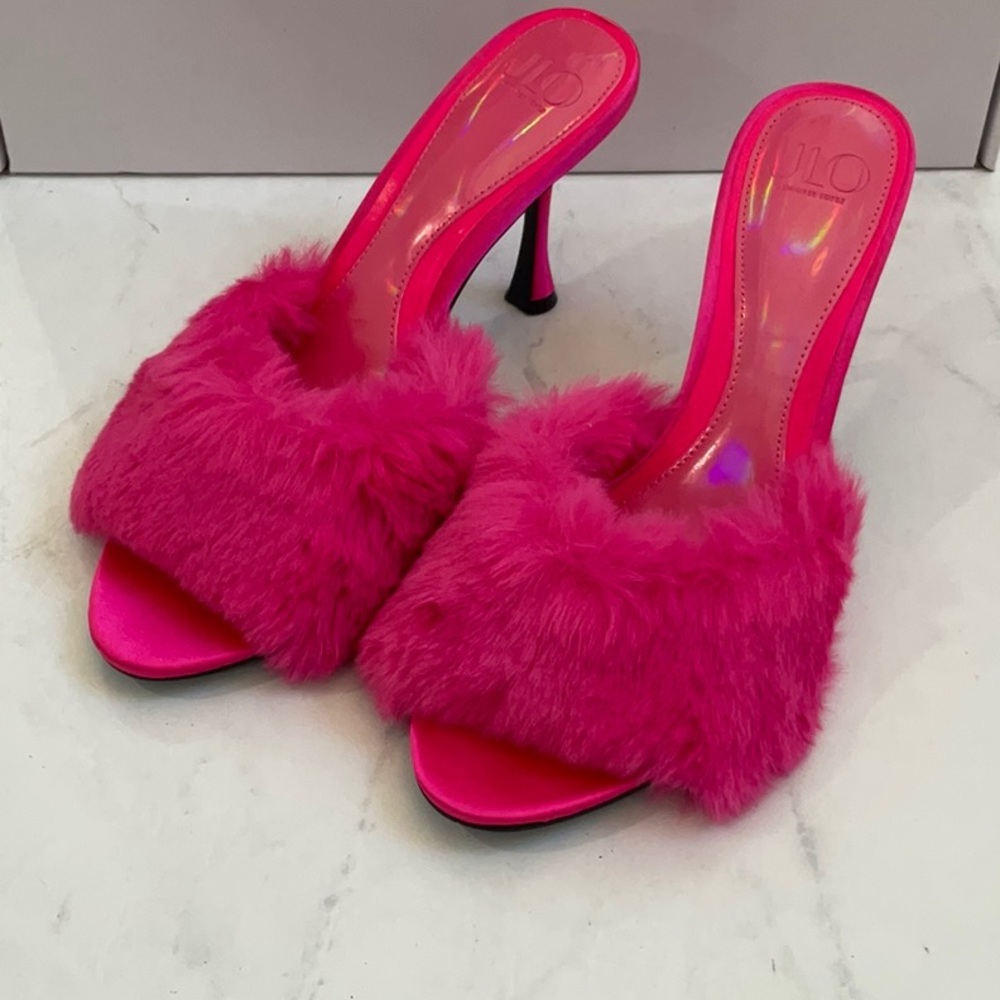 JLO Jennifer Lopez Bowery Faux Mink Mule in Lollipop, Size: 10 - Picture 4 of 8